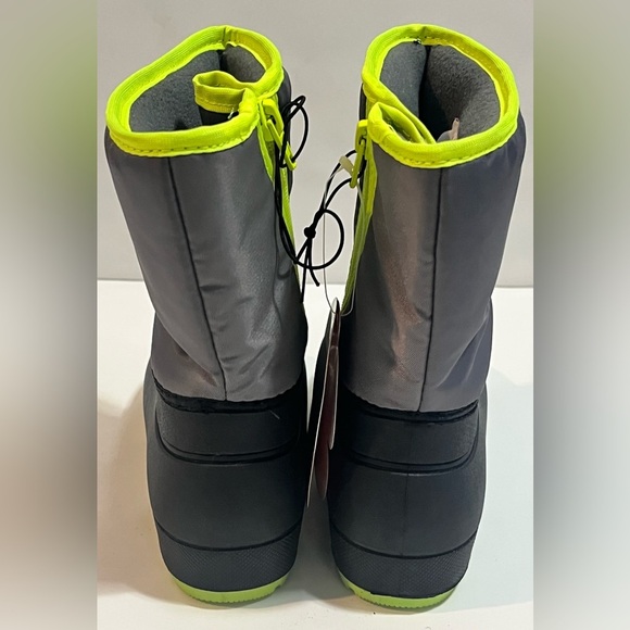 Wonder Nation Kids Gray and Green/Yellow Warm Winter Boots Size 10 - Picture 3 of 7